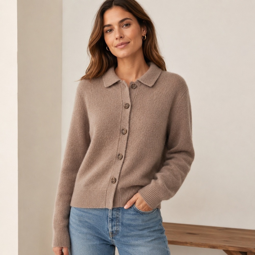 Jenni Kayne Murphy Collared Cardigan Sweater Size S Mauve Cashmere Blend Luxury